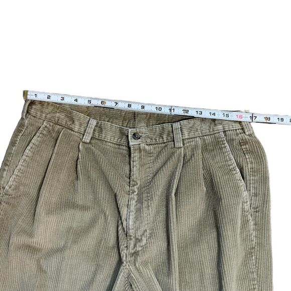 Haggar Beige Corduroy Belt Loops Back Pockets VTG Preppy Academia Pants Sz 36X30 - Picture 8 of 12